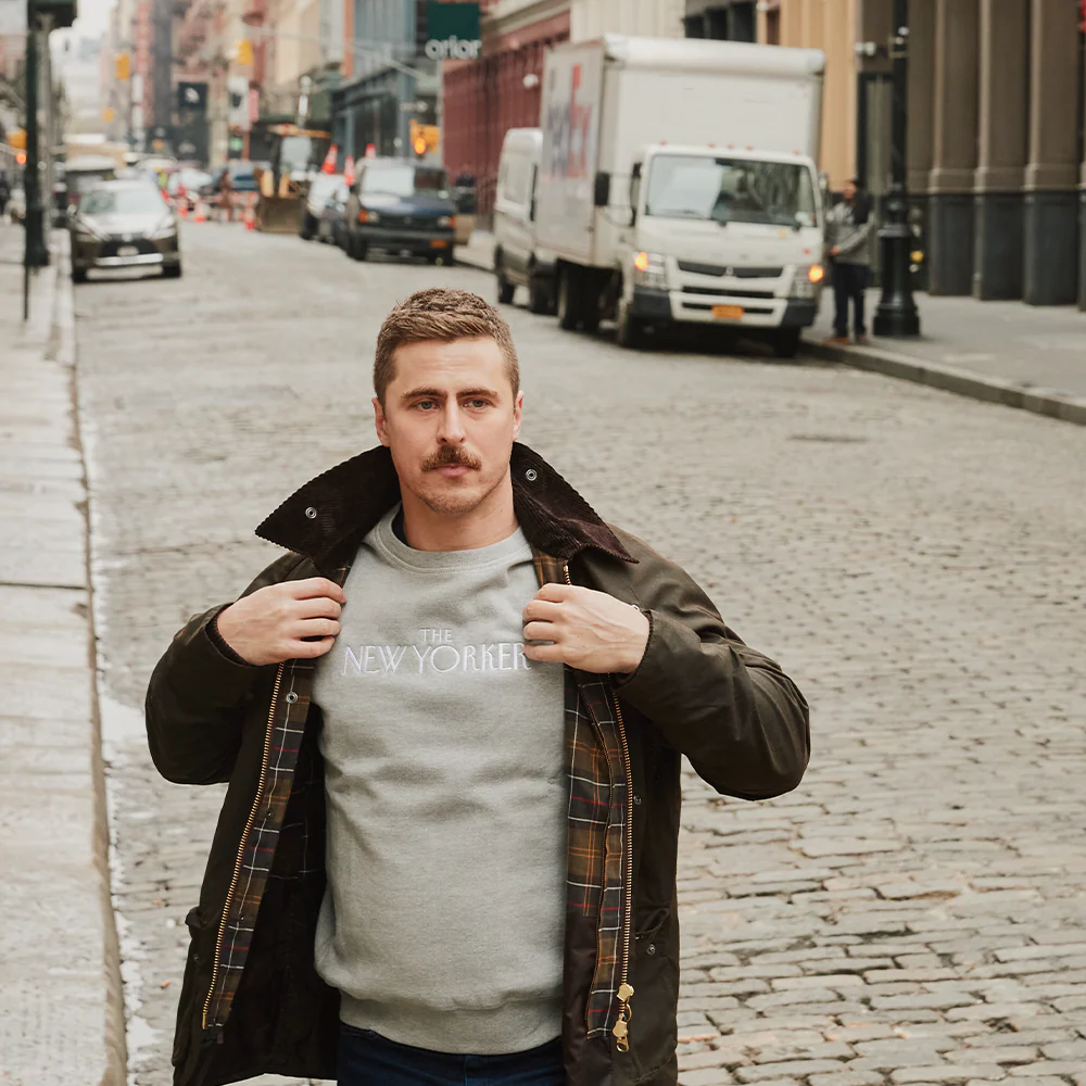 Rea Irvin’s Embroidered Crewneck Sweatshirt in Heather Gray - Image 3