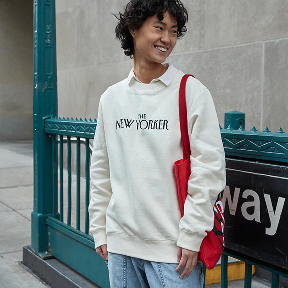 Rea Irvin’s Embroidered Crewneck Sweatshirt in Ivory - Image 3